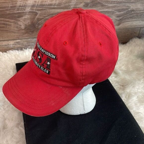 HARLEY DAVIDSON USA Motorcylces Red Hat Cap Adjustable Strap for Fit One Size - Picture 3 of 7